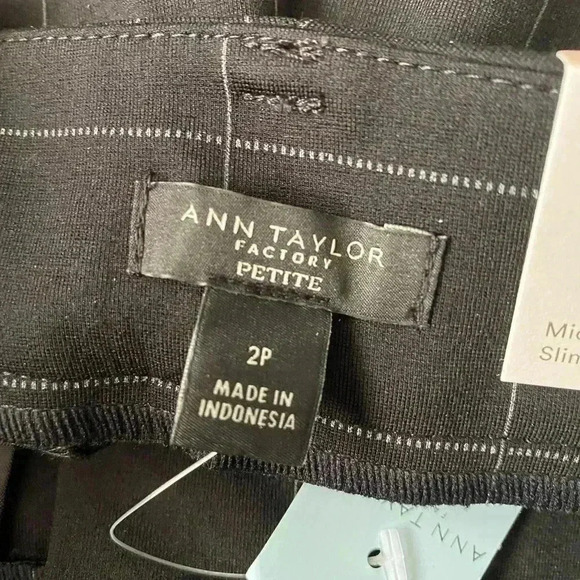 🆕 ANN TAYLOR FACTORY Black Windowpane Ankle Skinny Pants 2P🆕 - Picture 11 of 16